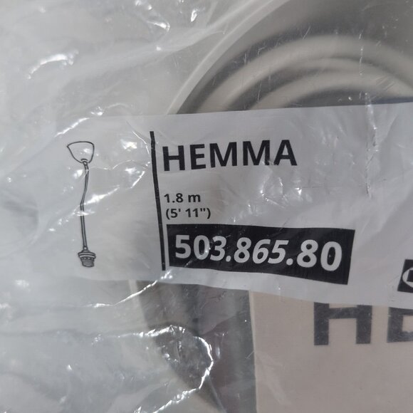 IKEA HEMMA Hanging Cord Set White 1.8m 5'11" 503.865.80 NEW Light Lamp White - Picture 2 of 9